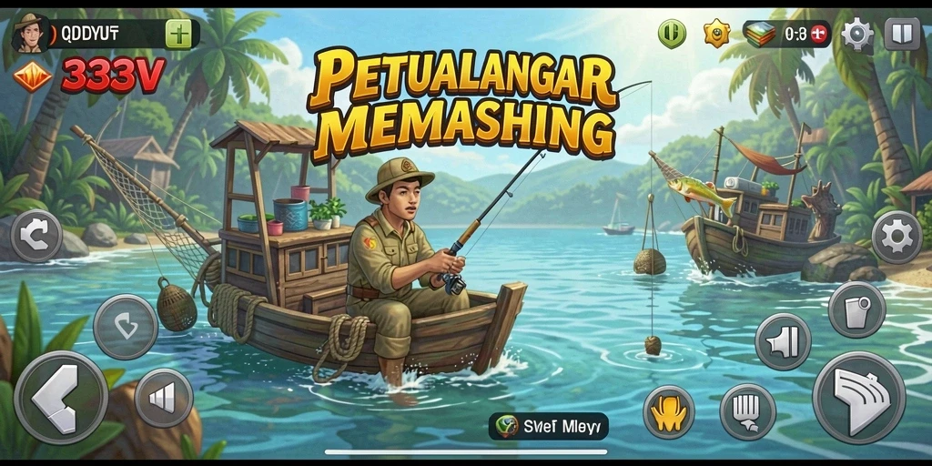Gameplay seru di 333V menampilkan suasana memancing yang menenangkan.