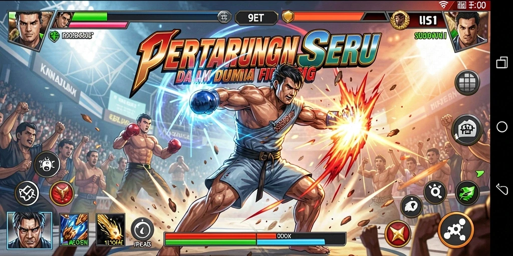 Screenshot menampilkan pertarungan intens di arena 9ET.