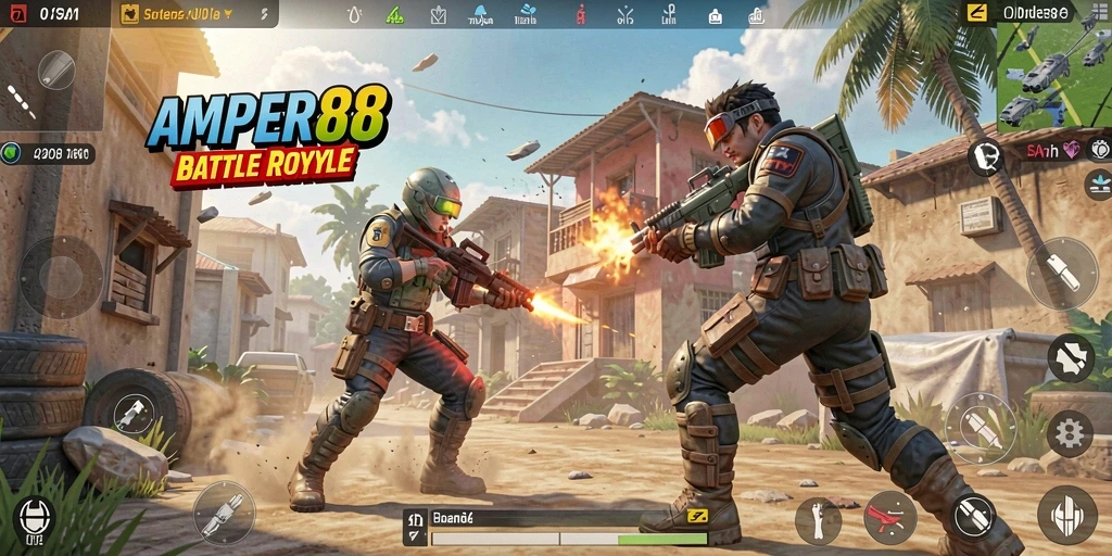 Tangkapan layar menunjukkan aksi gameplay seru di AMPER88.