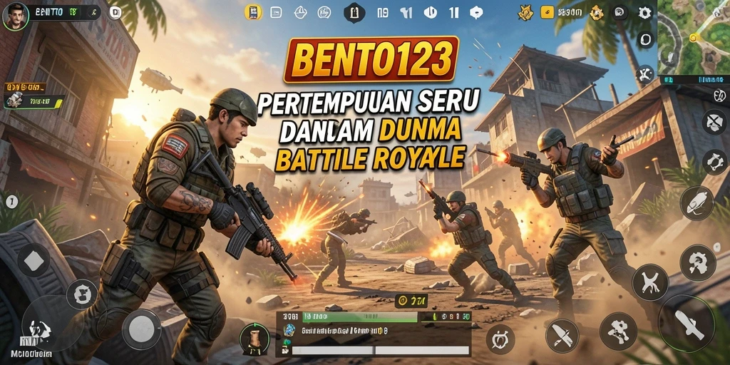 Tangkapan layar BENTO123 menampilkan aksi seru di medan perang Battle Royale.