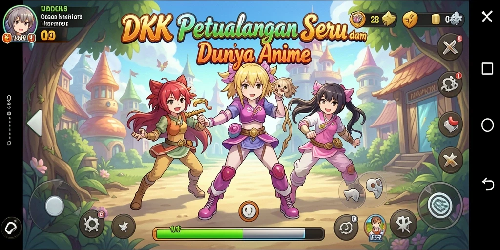 Screenshot menarik dari gameplay DKK yang menunjukkan karakter dan misi.