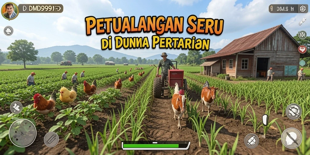 Tangkapan layar DMD999 menampilkan gameplay bertani yang seru dan menarik.