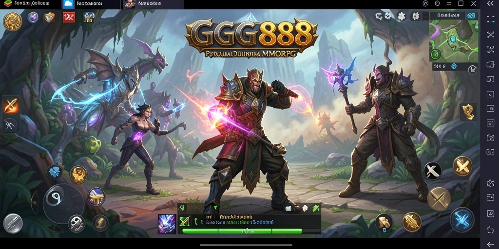 Screenshot gameplay GGG888 menampilkan aksi seru di dunia MMORPG.