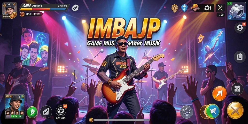 Tampilan gameplay IMBAJP dengan berbagai lagu dan grafik menarik.
