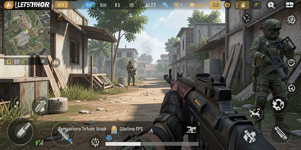 Tangkapan layar dari LETSTHOR menunjukkan pertempuran intens dalam game FPS.