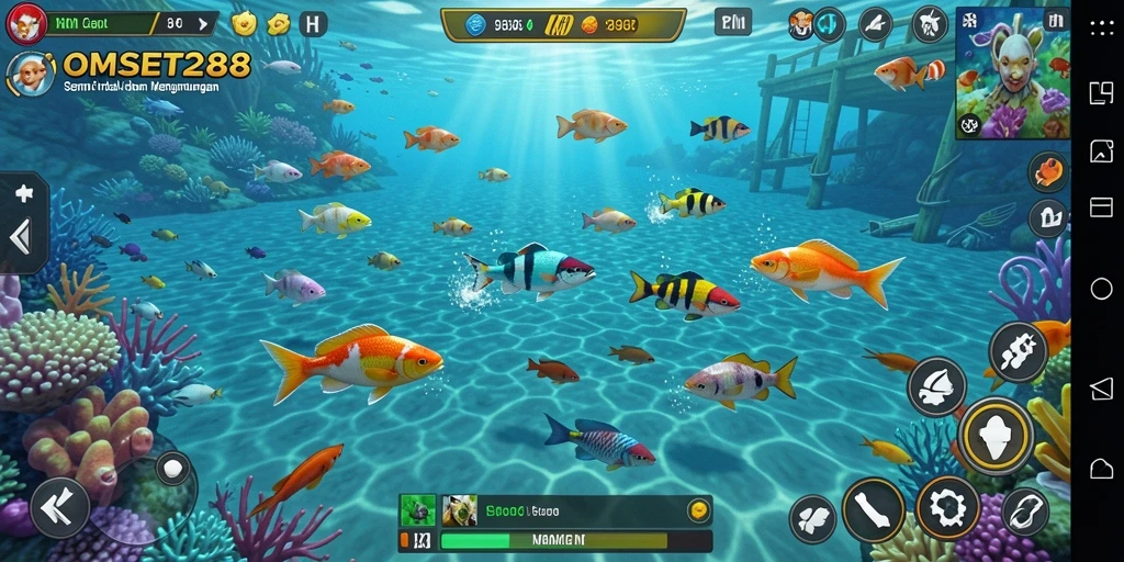 Tampilan gameplay seru saat menembak ikan di OMSET288.