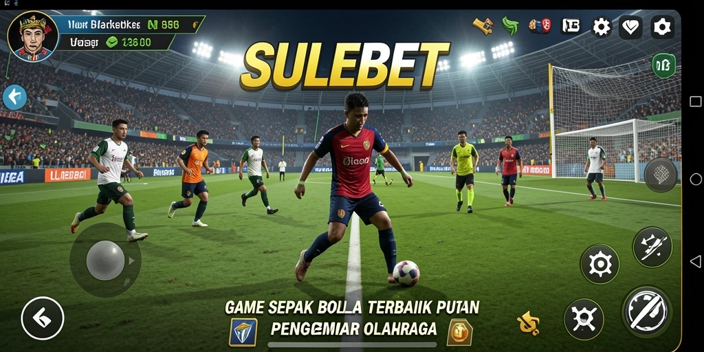 Screenshot gameplay SULEBET menampilkan aksi pertandingan sepak bola yang mendebarkan.